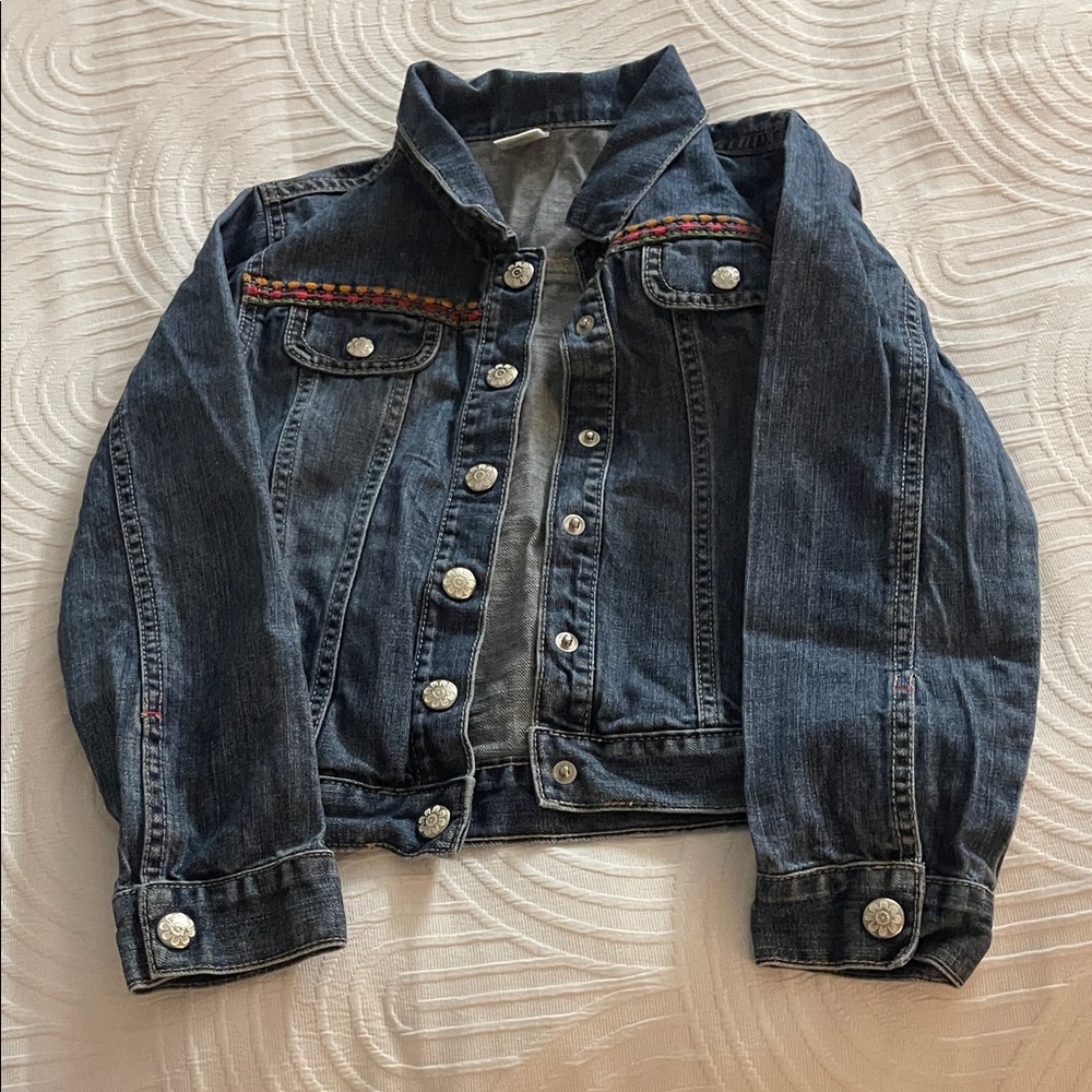 Gymboree Blue Denim Kids Jacket with Embroidered Trim